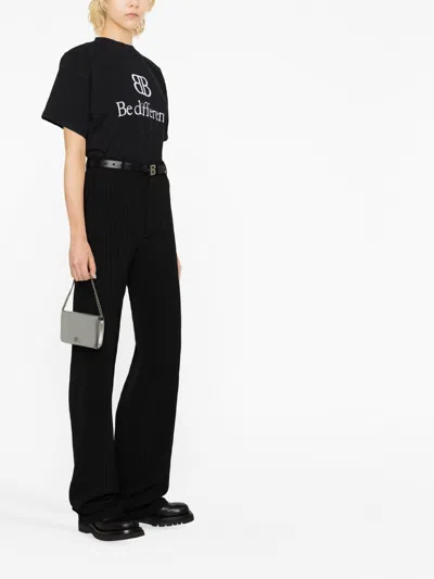 Balenciaga Women Flared Trousers In Black Flowing Viscose