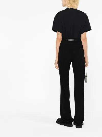 Balenciaga Women Flared Trousers In Black Flowing Viscose