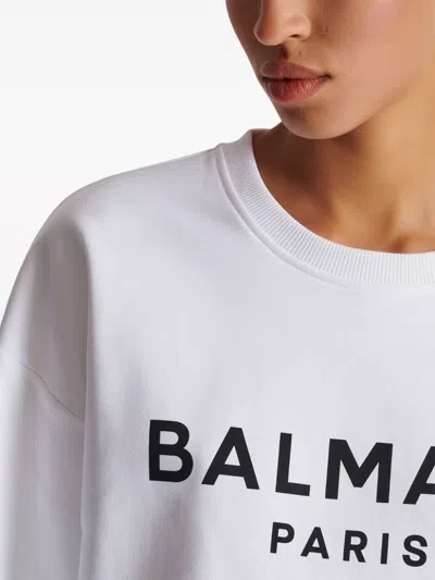 Balmain Women Logo Organic Cotton Cropped Sweatshirt