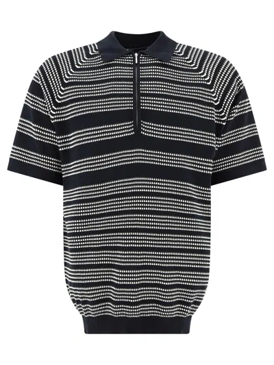 Shop Beams Plus Half Zip Jacquard Polo Shirt