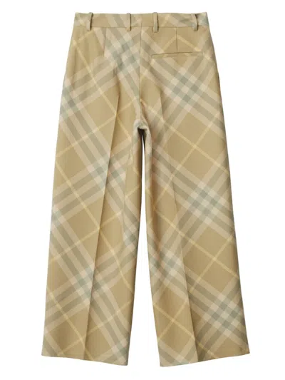 Burberry Checkered Design Wool Trousers For Women