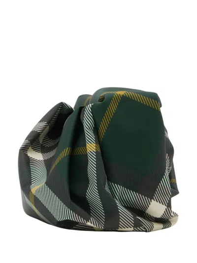 Burberry Checkered Rose Clutch 3d Detailing In Green