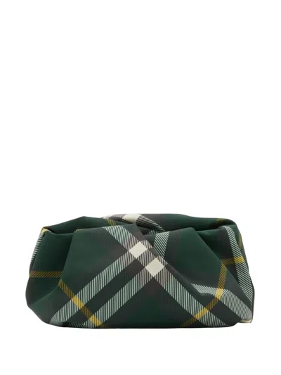 Burberry Checkered Rose Clutch 3d Detailing In Green