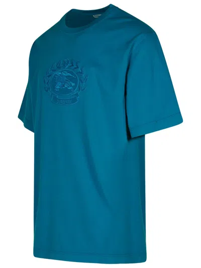 Shop Burberry Turquoise Cotton T Shirt