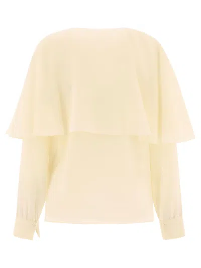Chloé Long-sleeved Cape Blouse In Silk Georgette