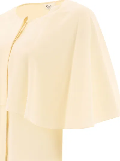 Chloé Long-sleeved Cape Blouse In Silk Georgette