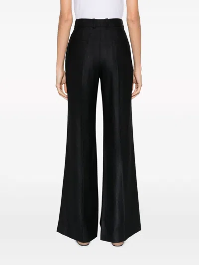 Chloé Broken-heel Low-rise Stretch-wool Pants In Nightfall Green