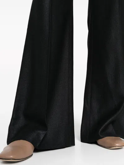 Chloé Broken-heel Low-rise Stretch-wool Pants In Nightfall Green