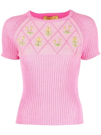 Cormio Floral Embroidery-detail Knit Top