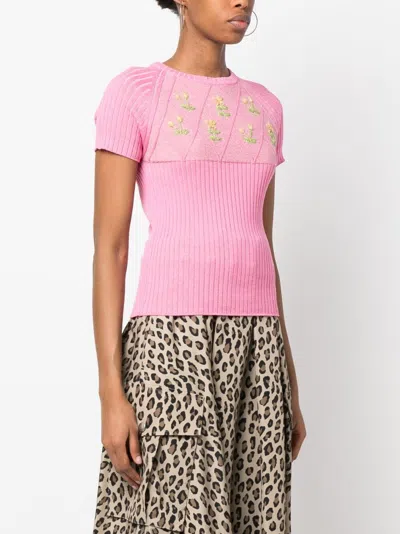 Cormio Floral Embroidery-detail Knit Top