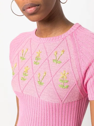 Cormio Floral Embroidery-detail Knit Top
