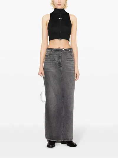Courrèges Ribbed Vest With Contrasting Color Logo On The Front