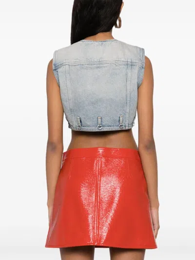 Courrèges Fitted Cropped Top With Button-down Front And Chest Pockets