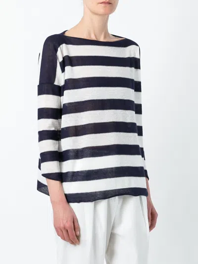 Shop Daniela Gregis Striped Cotton Boat Neck Sweater