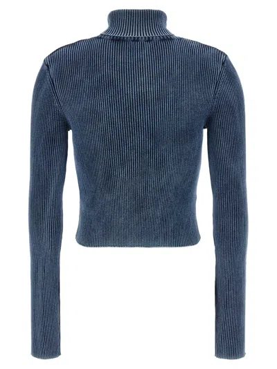 Diesel Cropped Turtleneck Sweater Ribbed Texture
