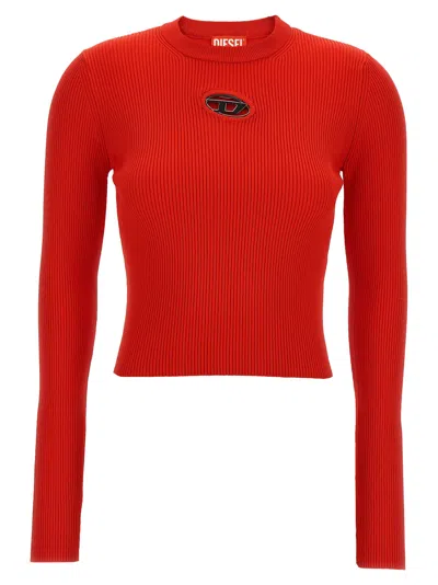 Diesel Rib-knit Viscose-blend Top With Oval D