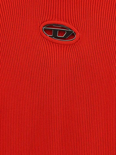 Diesel Rib-knit Viscose-blend Top With Oval D