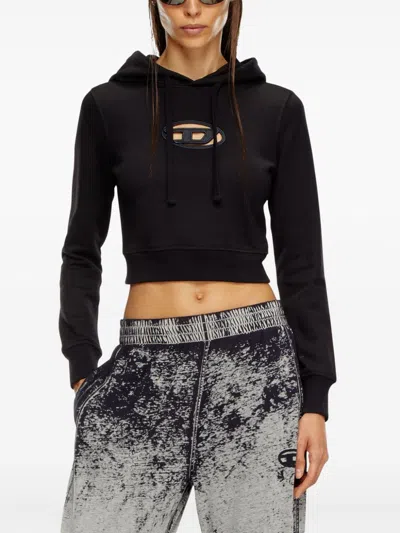 Shop Diesel Logo Cropped Hoodie