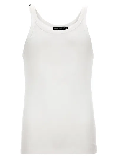 Dolce & Gabbana Classic Fit Cotton Blend Tank Top With Ribbed Texture