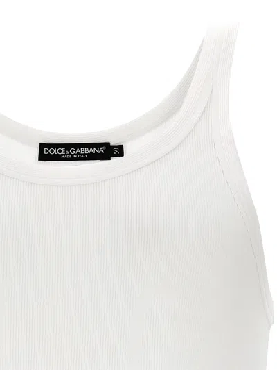 Dolce & Gabbana Classic Fit Cotton Blend Tank Top With Ribbed Texture