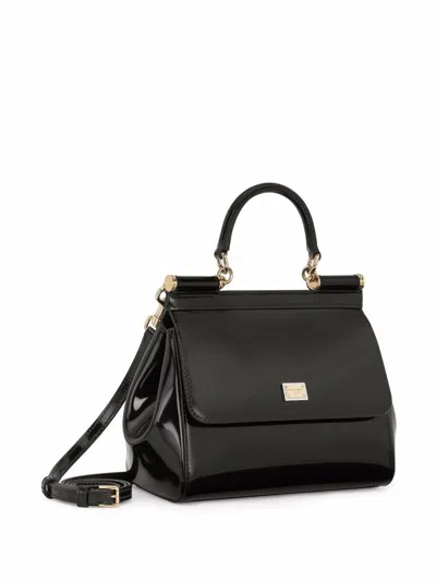 Shop Dolce & Gabbana Sicily Medium Shiny Leather Handbag