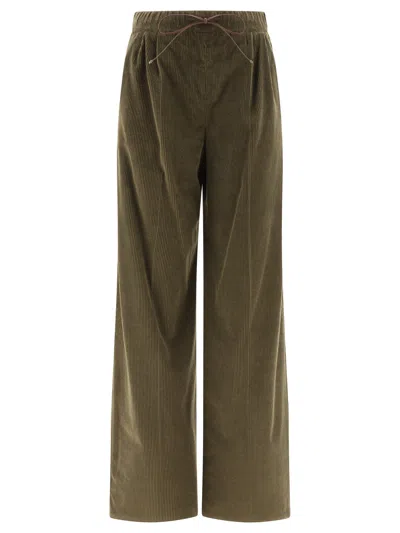 Shop Max Mara "lerici" Corduroy Trousers In Green