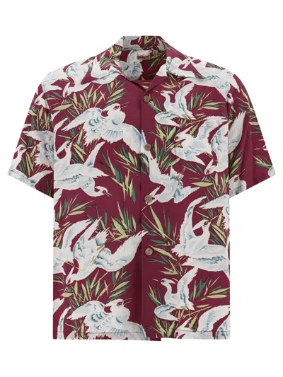 Shop Toyo Enterprise "white Egret" Shirt In Bordeaux