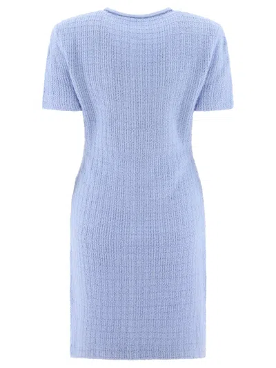 Shop Self-portrait Self Portrait Knit Dress With Jewel Buttons In Light Blue