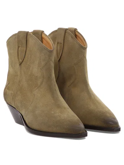 Isabel Marant Dewina Suede Calfskin Western Ankle Boots In Brown