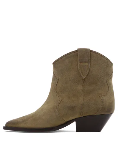 Isabel Marant Dewina Suede Calfskin Western Ankle Boots In Brown