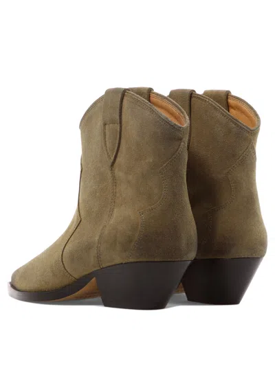 Isabel Marant Dewina Suede Calfskin Western Ankle Boots In Brown