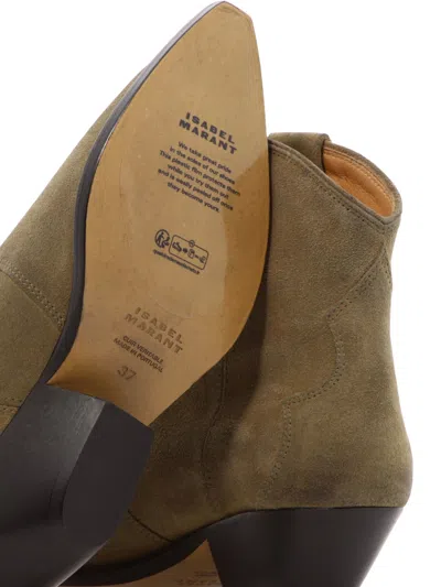 Isabel Marant Dewina Suede Calfskin Western Ankle Boots In Brown