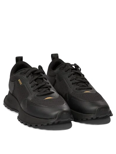 Hugo Boss Boss Jonah Fabric Low-top Sneakers In Black