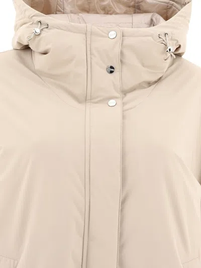 Herno A-shape Hooded Down Jacket With Front Pockets In Beige