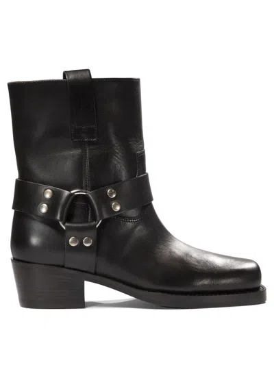 Paris Texas 'roxy' Black Western Style Ankle Boots With Brown Nuances In Black