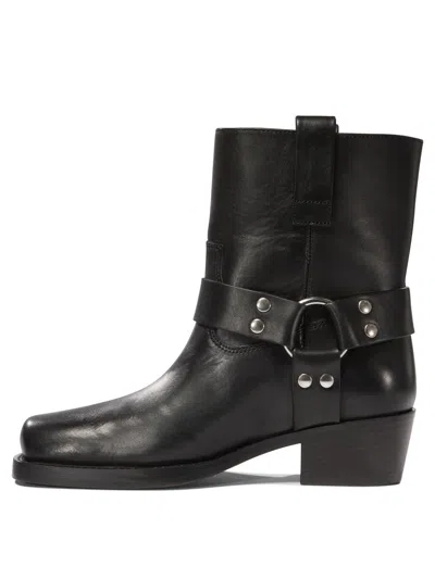 Paris Texas 'roxy' Black Western Style Ankle Boots With Brown Nuances In Black