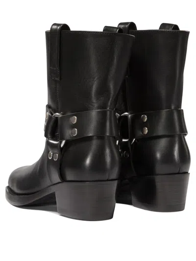Paris Texas 'roxy' Black Western Style Ankle Boots With Brown Nuances In Black