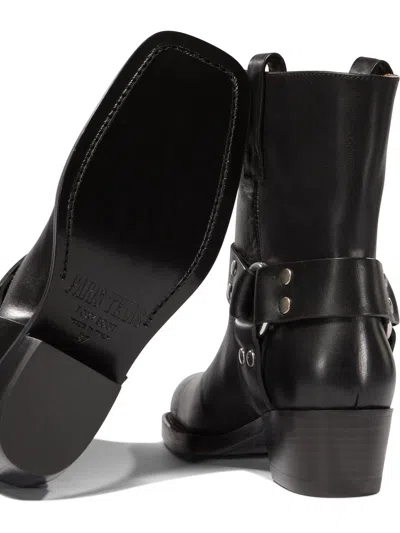 Paris Texas 'roxy' Black Western Style Ankle Boots With Brown Nuances In Black