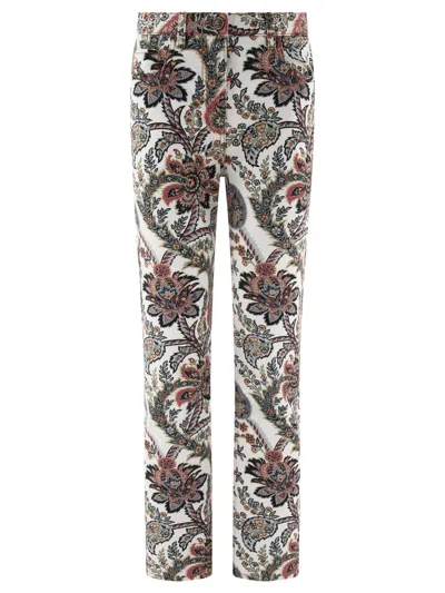 Etro Paisley-print Straight-leg Jeans In White