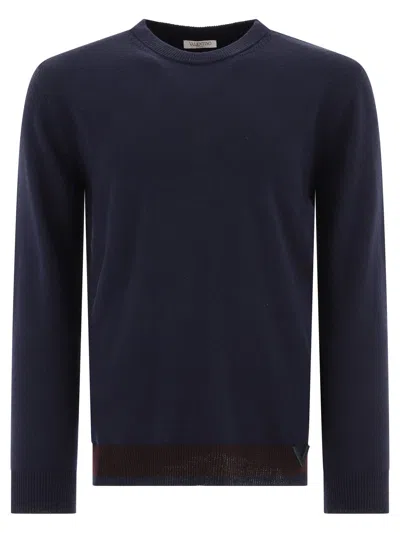 Valentino Garavani Sweater With Rubberised V Detail In Blue