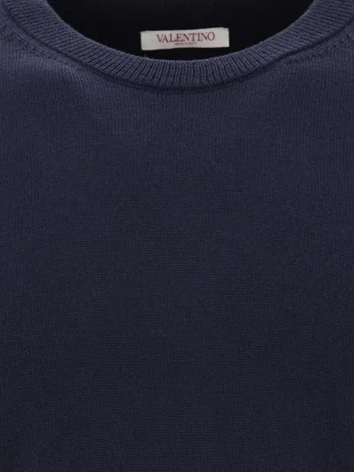 Valentino Garavani Sweater With Rubberised V Detail In Blue