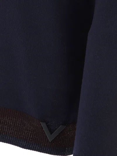 Valentino Garavani Sweater With Rubberised V Detail In Blue