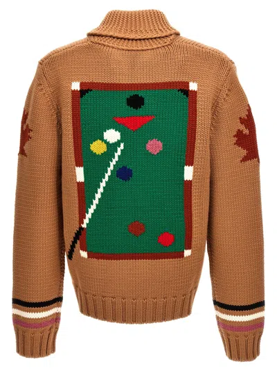 Dsquared2 Graphic Maple Leaf Knit Cardigan