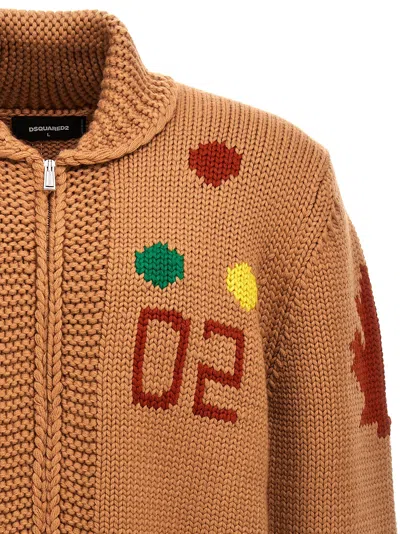 Dsquared2 Graphic Maple Leaf Knit Cardigan