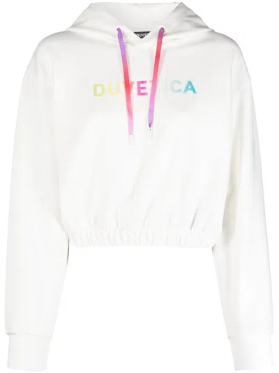 Duvetica Cropped Logo Hoodie Drawstring