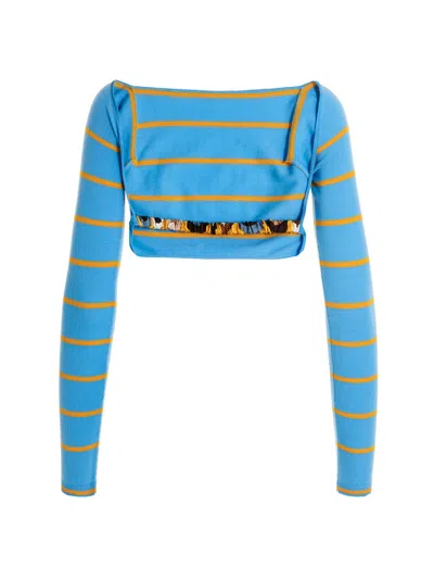 Emilio Pucci Cut-out Cropped Sweater Sweaters And Cardigans Light Blue