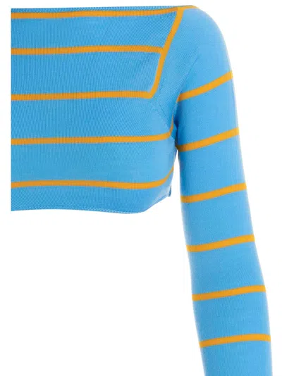 Emilio Pucci Cut-out Cropped Sweater Sweaters And Cardigans Light Blue