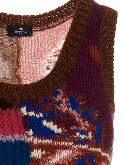 Etro Artisan Patchwork Sleeveless Knit Maxi Dress