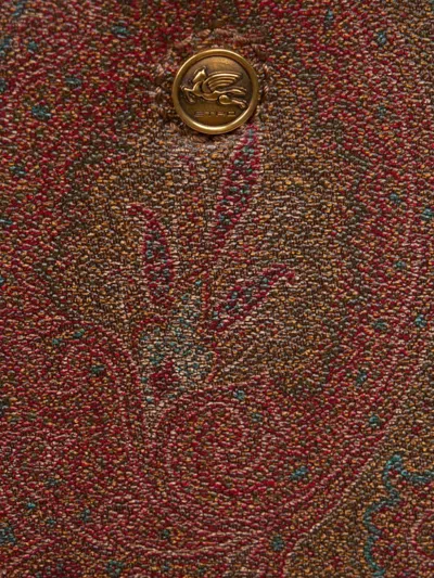 Etro Luxurious Xl Tote Handbag In Brown Leather With Paisley Print For Women