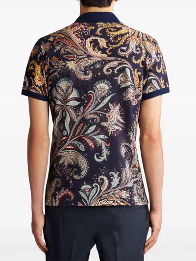 Shop Etro Printed Cotton Polo Shirt